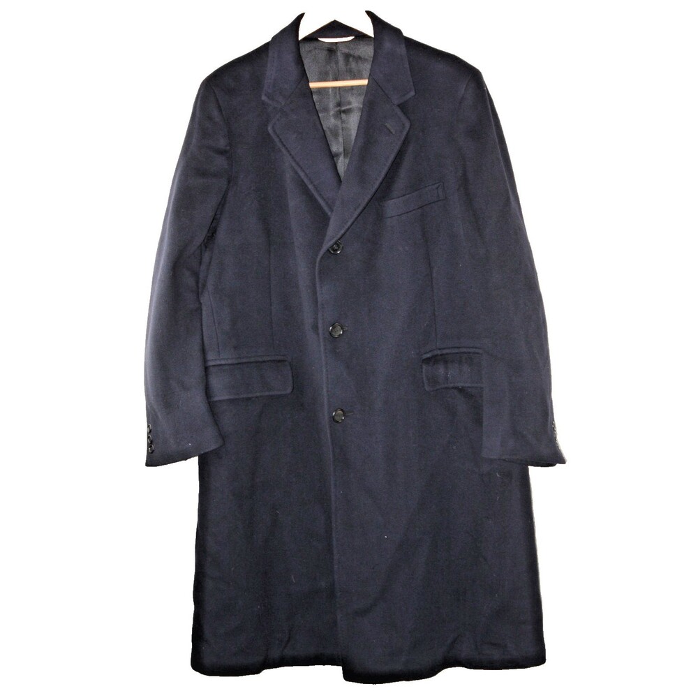 Joshua Trent Mongolian Cashmere Vtg 90s Men's XL Black Long Dress Coat *READ